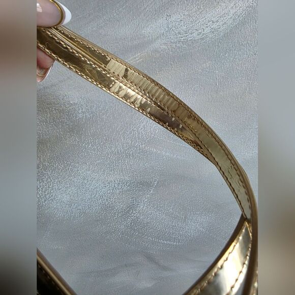 Kate Spade Quinn Beale Street Gold Metallic Embossed Tote 10x12x3.5 - Picture 7 of 13